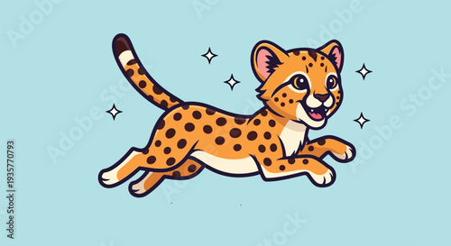 Cute Cheetah Cub Running Playfully.