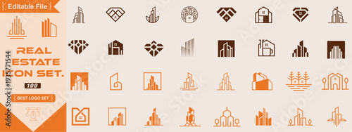 Mega Set and Big Group, Real Estate, Building and Construction Logo Vector Design, Set of Building, Real Estate, and Construction logo design inspiration.