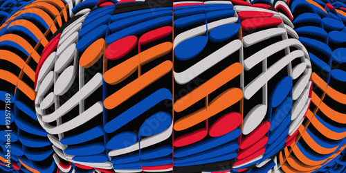 Infinite musical notes, art and music 3d rendering conceptual background .vector icon
