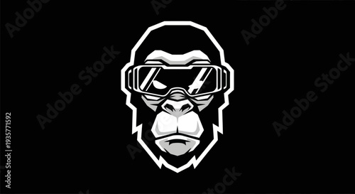 Gorilla wearing futuristic goggles design