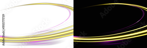 Circle Glow Ring with Abstract Golden and Purple Light Trails on background, overlay portal png