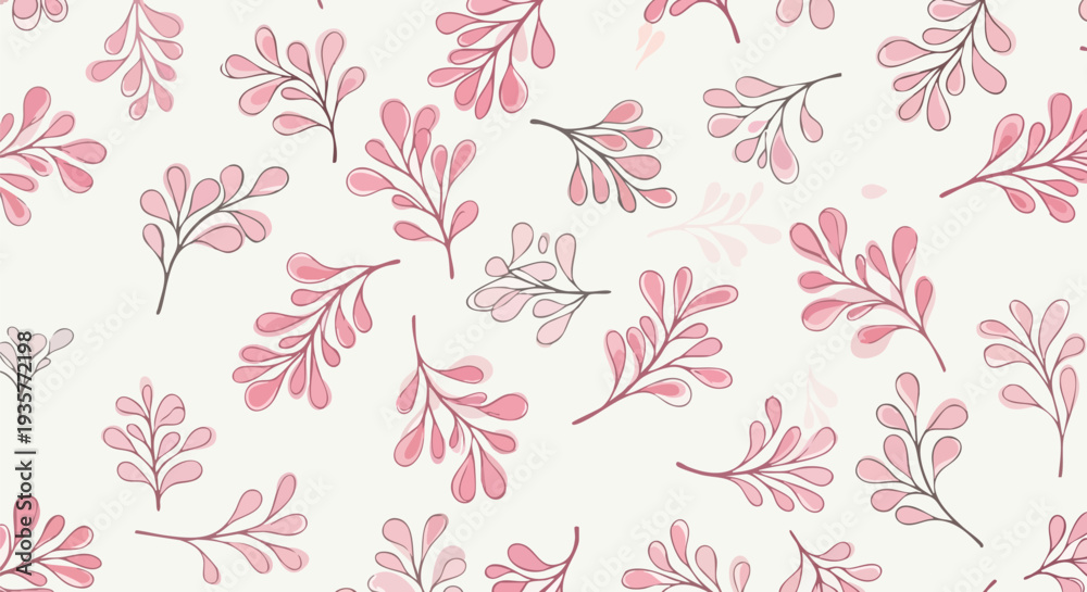 Fototapeta premium Set of pink leaf illustrations vector
