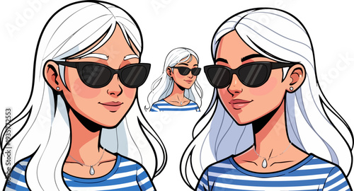 Set of 3 cartoon woman faces vector