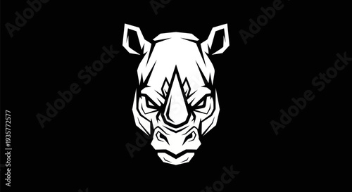 Graphic illustration of a rhino head