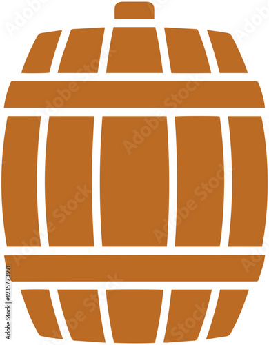 Rustic wooden barrel with metal hoops and lid