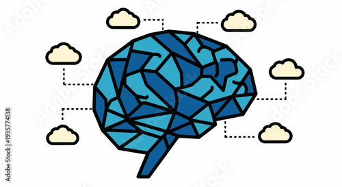 Brain Cloud Computing Concept.