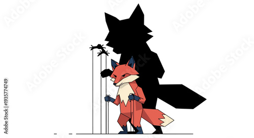 Cartoon Fox with Poles.
