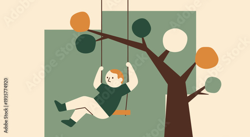 Child on a swing.