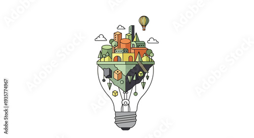 City Inside Light Bulb.