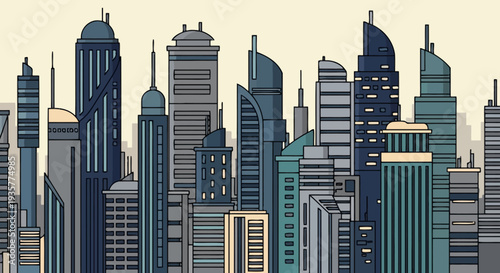 City Skyline Modern Buildings.