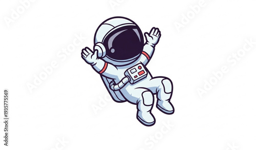 Cartoon Kid Astronaut Vector Illustration Cute Space Character Isolated on White Background