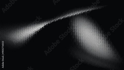 Abstract Black and White Halftone Pattern with Dynamic Light Rays