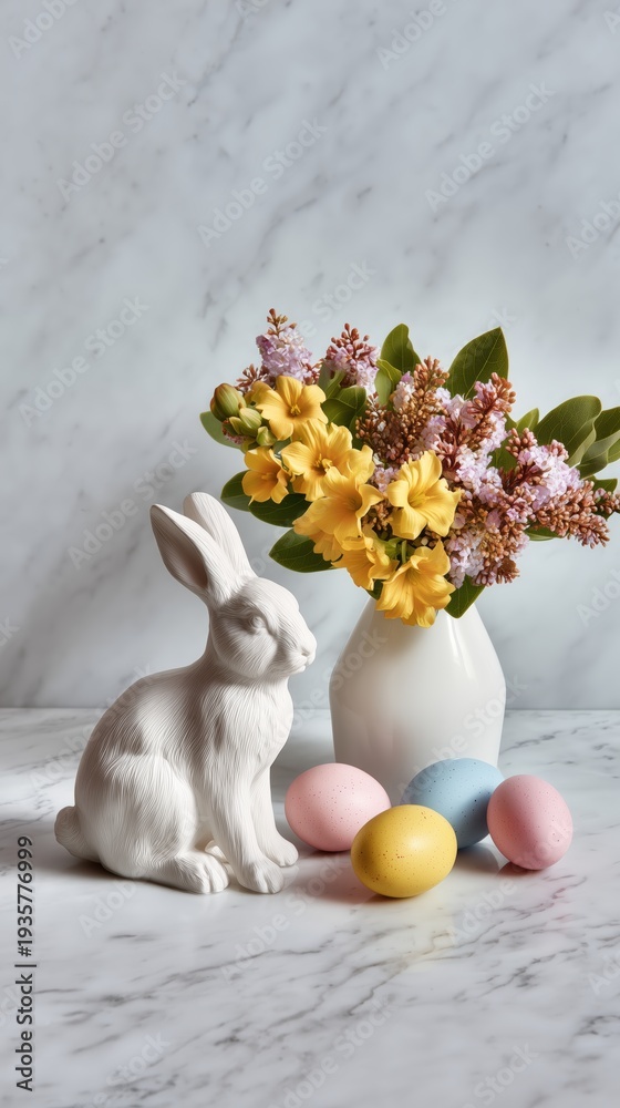 custom made wallpaper toronto digitalEaster celebration decor cute bunny colorful eggs floral arrangement home festive vibe