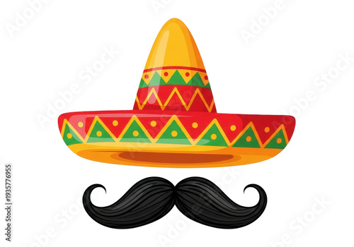 A traditional mexican sombrero and mustache combination
