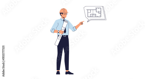 Businessman Holding Blueprints.
