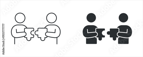 Business Partnership Icon Set, Teamwork Collaboration, Corporate Cooperation Symbol, Vector Illustration