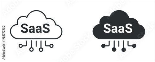 SaaS Cloud Computing Icon Set, Software as a Service Technology, Online Platform Infrastructure Symbol, Vector Illustration