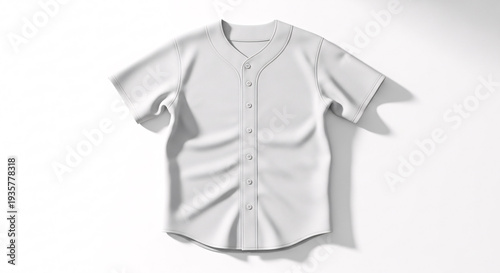 White Baseball Jersey Isolated on White Background in Studio Lighting Sports Apparel Uniform Design Casual Clothing Clean Presentation Neutral Backdrop