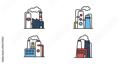 Chemical Plant Line art vector soft tone color