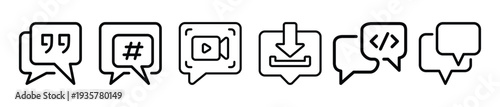 Set of communication and social media icons vector illustration