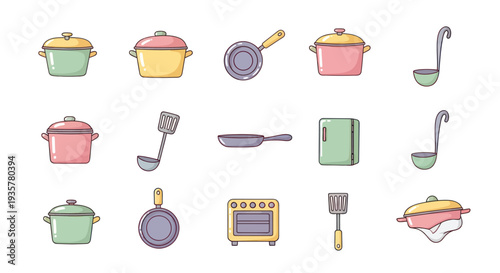 Cooking utensils and kitchenware icons