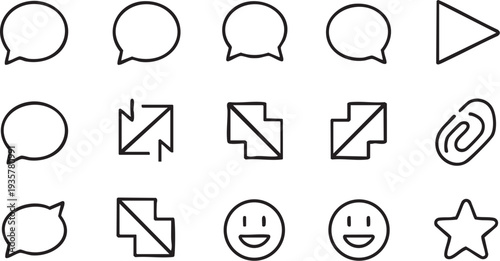 Simple outline icons for communication and media symbol