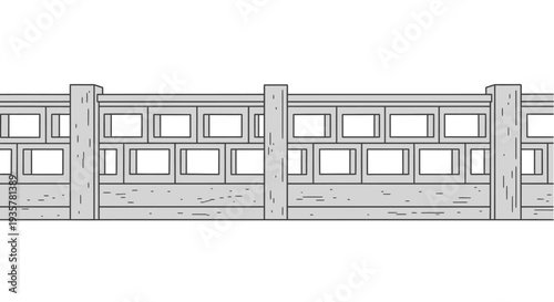 Wooden Fence Line Illustration.