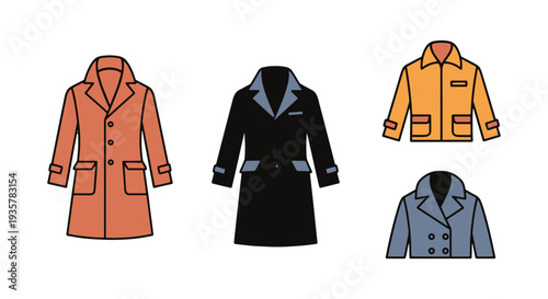 Overcoat Line art vector set creative abstract