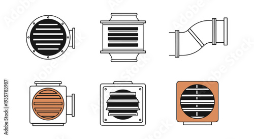 Industrial Vent Line art minimal color concept vector