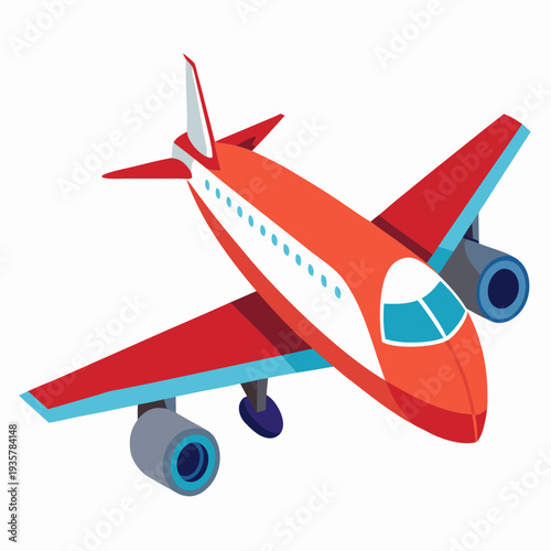 Vibrant red airplane soaring through clear blue sky