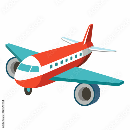 Vibrant red airplane soaring through clear skies with modern design