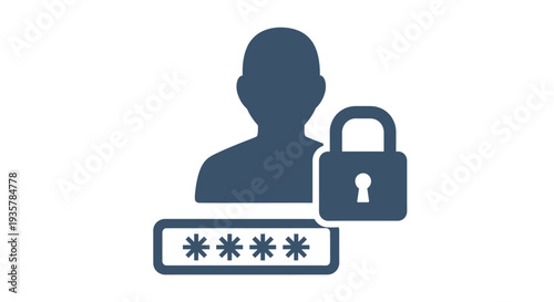 Silhouette user profile icon paired with a locked padlock symbolizing secure account access and authentication