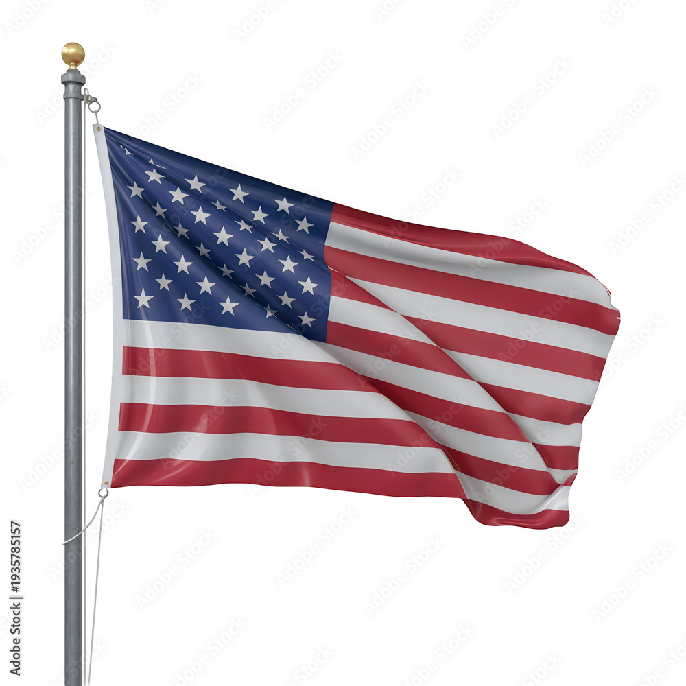 Obraz premium The american flag waving on a pole