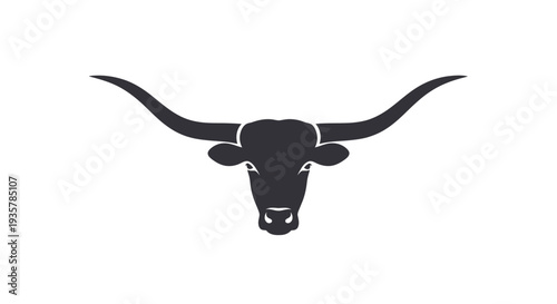 Minimalist longhorn bull head vector illustration graphic design with prominent horns for rustic or western concepts.