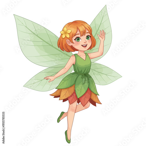Beautiful Fairy Girl Illustration – Fantasy Winged Pixie Character Vector Art