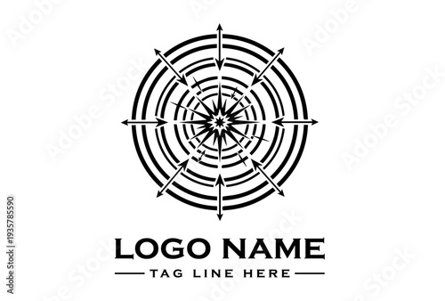 A diagram illustration of concentric circles with a starburst pattern and crosshairs in the center on a white background.