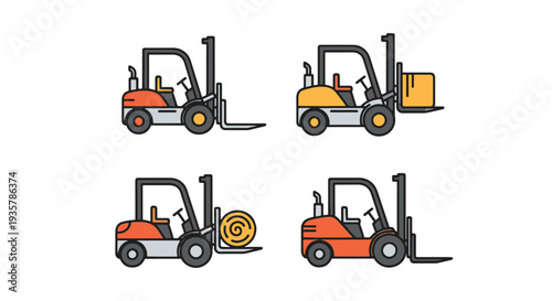 Farm forklift Line art vector dynamic modern abstract illustration