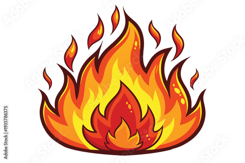vector fire flame icon featuring a hot bonfire design and fiery heat elements for a powerful graphic illustration