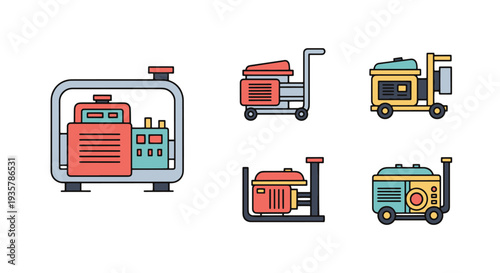 Farm generator Line art vector creative tone color illustration