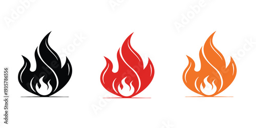 set of fire flames vector illustration.
