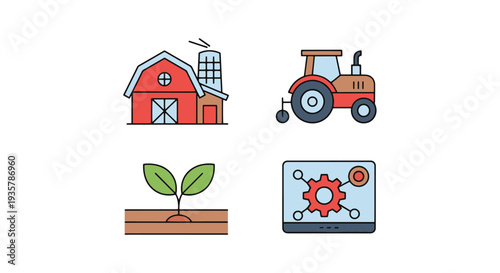 Farm management system Line creative modern art vector