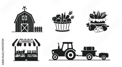 Farm market Line art vector abstract clean tone illustration
