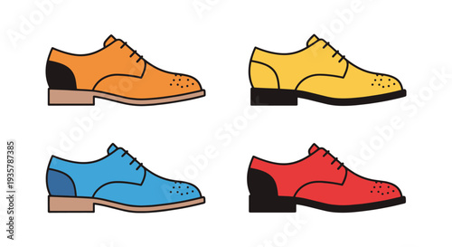 Oxford Shoes Line art vector clean color illustration
