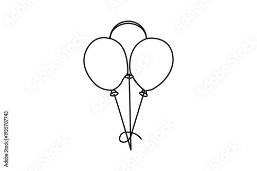 Balloon continuous single line drawing of three balloons tied together