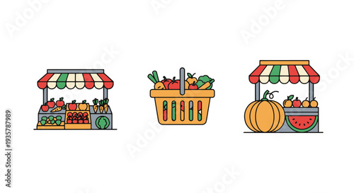 Farmers market Line art vector minimal abstract clean illustration