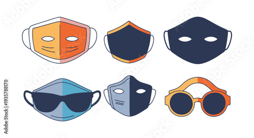 Fashion Mask Line art vector creative shape color illustration