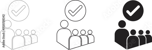 Three groups of people with a verified checkmark