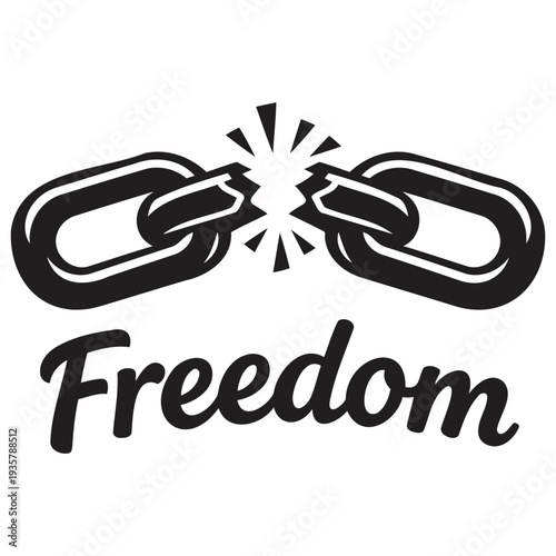 Broken chain symbolizing liberation and freedom concept with dramatic spark effect illustrating breaking free