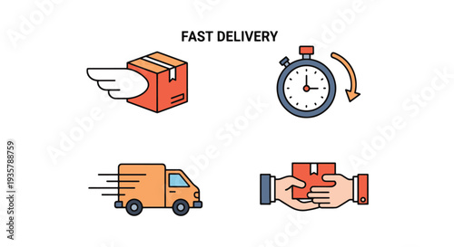 Fast Delivery Line creative shape color illustration