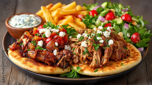 A chicken shawarma plate wi...